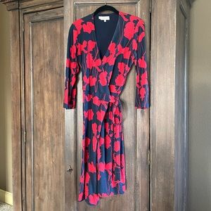 Hobbs London Quarter Sleeve Jersey Wrap Dress in Floral Print